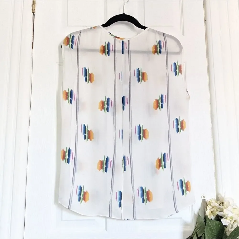 Tucker The Muscle Tee Follow the Rainbow Silk Blouse Top Sheer
